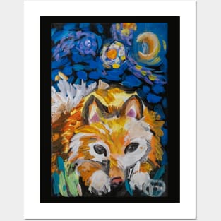 Orange Fox Original Oil-Paint Art Posters and Art